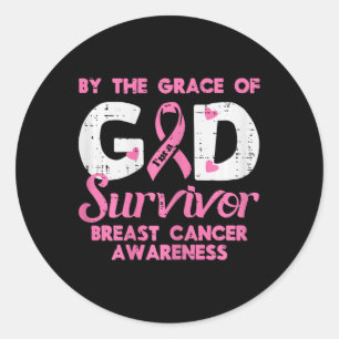 Grace God Breast Cancer Survivor Awareness Christi Classic Round Sticker