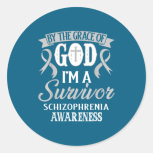 Grace god i'm survivor schizophrenia awareness classic round sticker