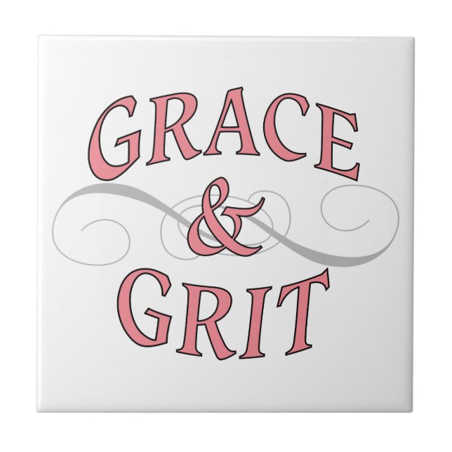 Grace & Grit in Pink and Grey Ceramic Tile (Front)