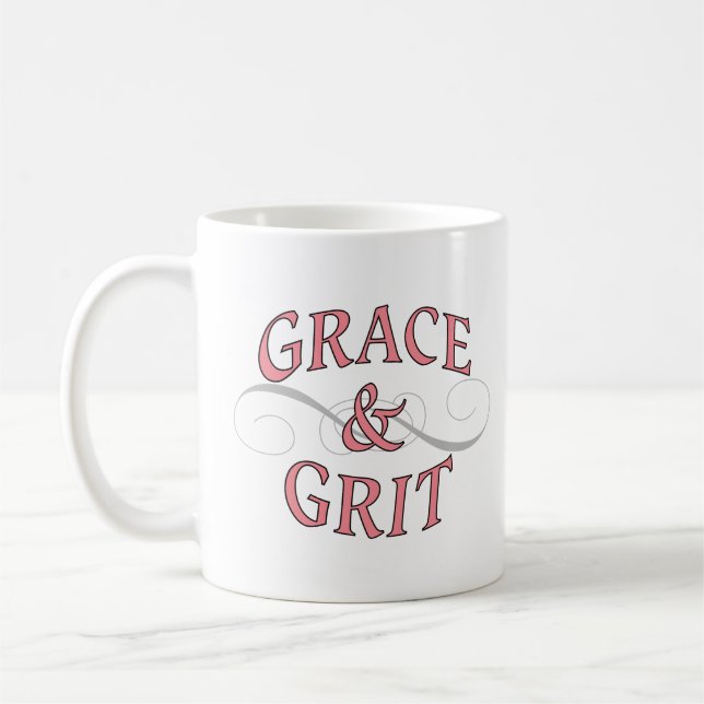 Grace & Grit in Pink and Grey Coffee Mug (Left)