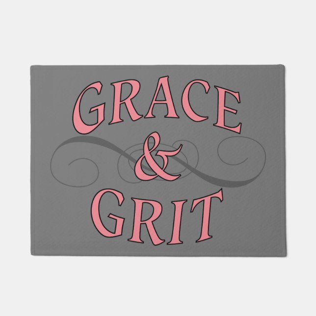 Grace & Grit in Pink and Grey Doormat (Front)