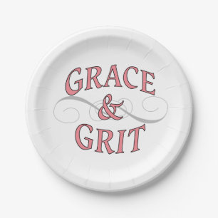 Grace & Grit in Pink and Grey Paper Plate