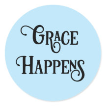 Grace Happens, upbeat type, light blue background