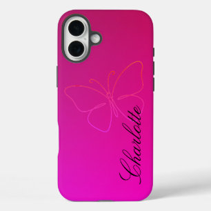 Grace in a Line: Butterfly Silhouette iPhone 16 Plus Case