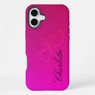 Grace in a Line: Butterfly Silhouette iPhone 16 Plus Case
