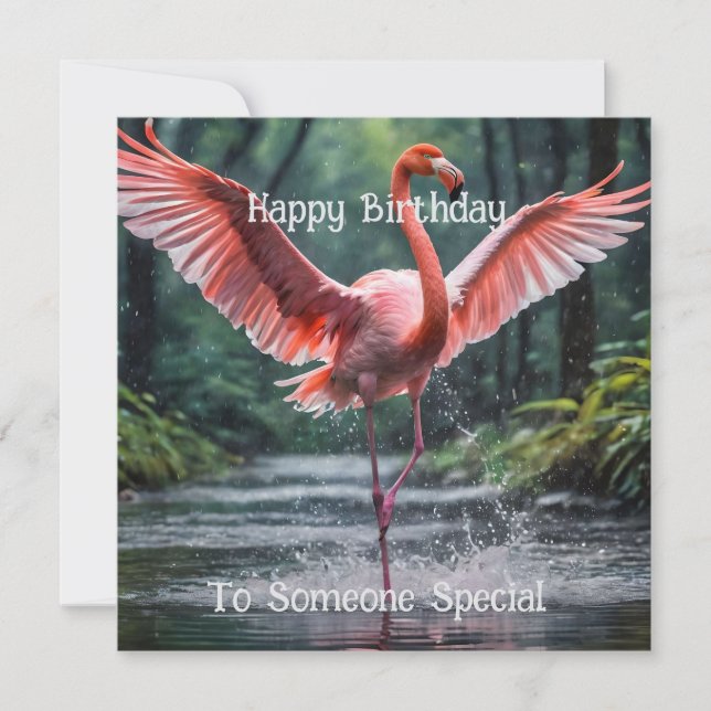 Grace in Flight: The Pink Flamingos Riverdance Card (Front)