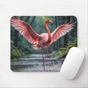 Grace in Flight: The Pink Flamingos Riverdance Mouse Pad