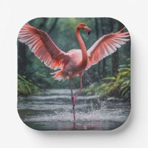 Grace in Flight: The Pink Flamingos Riverdance Paper Plate