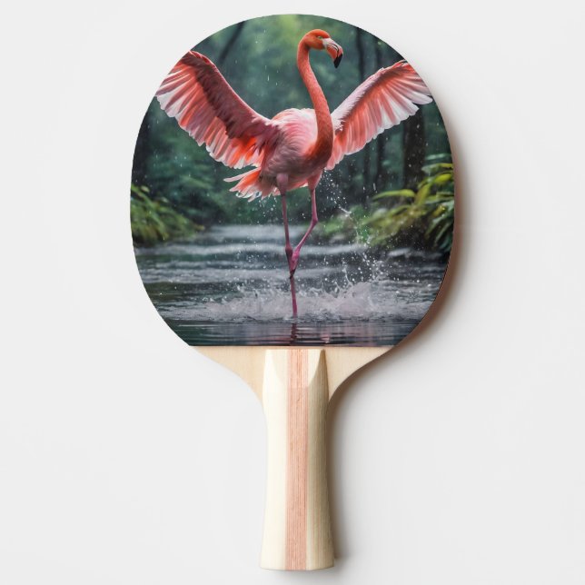 Grace in Flight: The Pink Flamingos Riverdance Ping Pong Paddle (Front)