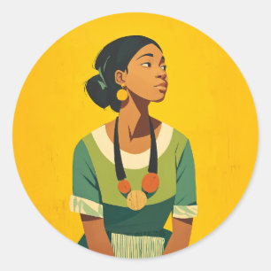 Grace in Green and Gold Classic Round Sticker