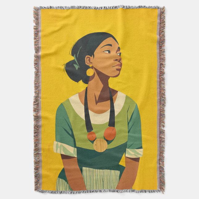 Grace in Green and Gold Throw Blanket (Front Vertical)