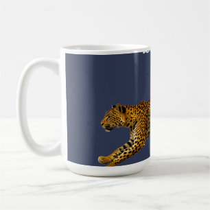 Grace in Motion: The Running Leopard Coffee Mug