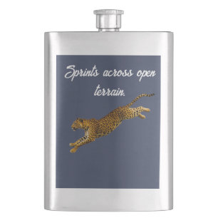 Grace in Motion: The Running Leopard Hip Flask