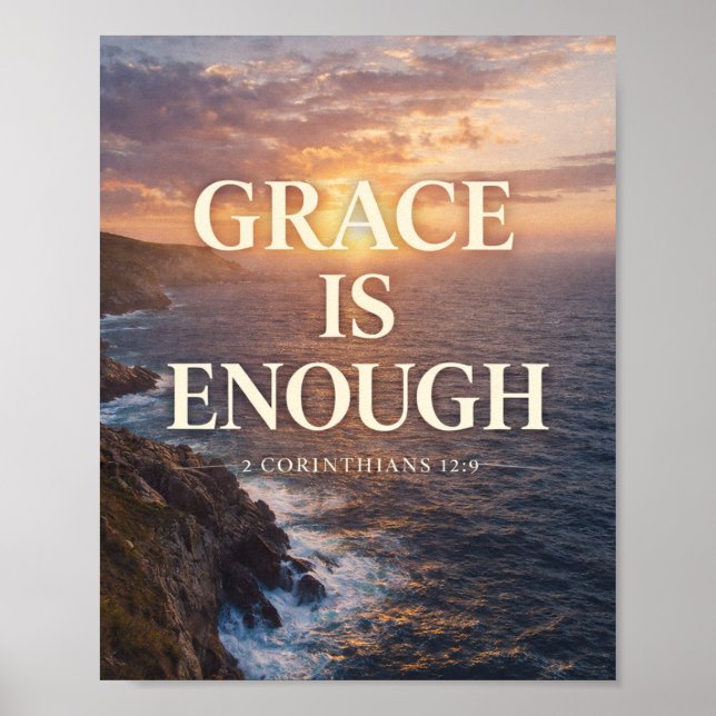 Grace Is Enough Ocean Sunrise Wall Art (Front)