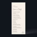 Grace Ivory Modern Wedding Program<br><div class="desc">Modern wedding program featuring a simple and minimal geometric design with a vertical line along the left side with your details in left alignment. Your names are in a handwriting script for an elegant touch. In the bottom right corner is your two initial monogram over a small horizontal line. The...</div>