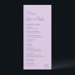 Grace Lilac Modern Wedding Program<br><div class="desc">Modern wedding program featuring a simple and minimal geometric design with a vertical line along the left side with your details in left alignment. Your names are in a handwriting script for an elegant touch. In the bottom right corner is your two initial monogram over a small horizontal line. The...</div>