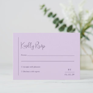 Grace Lilac Modern Wedding RSVP Card