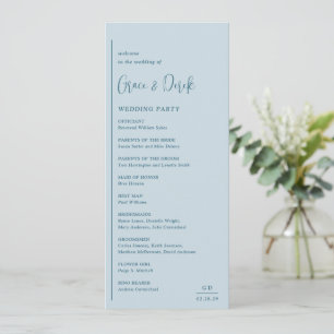 Grace Muted Blue Modern Wedding Program