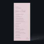 Grace Muted Pink Modern Wedding Program<br><div class="desc">Modern wedding program featuring a simple and minimal geometric design with a vertical line along the left side with your details in left alignment. Your names are in a handwriting script for an elegant touch. In the bottom right corner is your two initial monogram over a small horizontal line. The...</div>