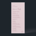 Grace Muted Pink Modern Wedding Program<br><div class="desc">Modern wedding program featuring a simple and minimal geometric design with a vertical line along the left side with your details in left alignment. Your names are in a handwriting script for an elegant touch. In the bottom right corner is your two initial monogram over a small horizontal line. The...</div>