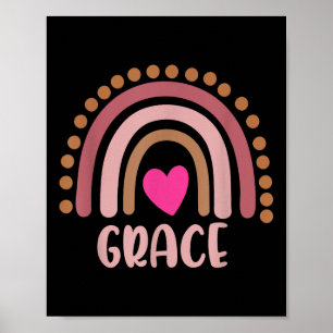 Grace Name Cute Personalised Heart Love Rainbow Poster