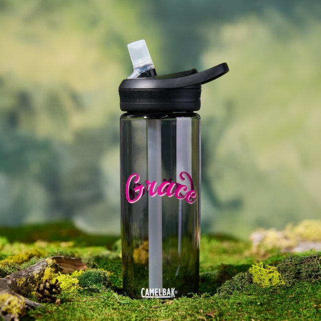 Grace Name In Passion Pink, Water Bottle (Outdoor (Rotated))