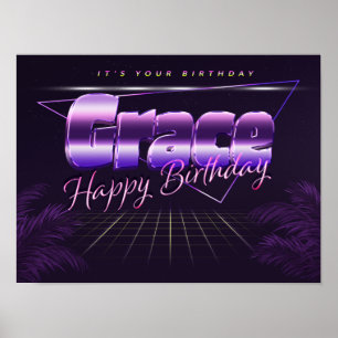 Grace Name Vorname lila retro Poster Geburtstag