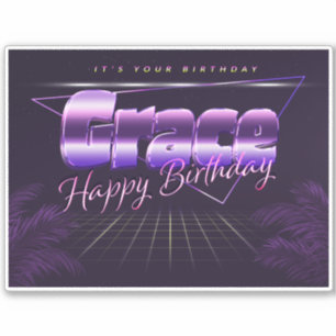 Grace Name Vorname lila retro Sticker Geburtstag