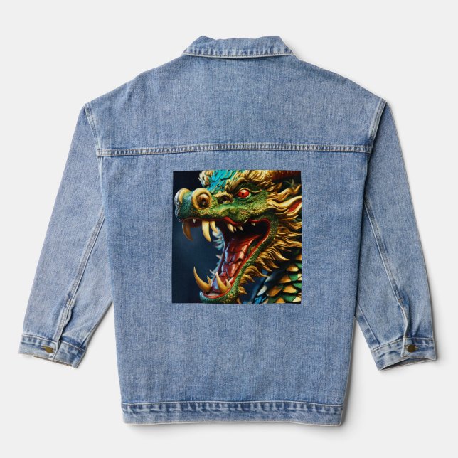  Grace of the Dragon - Serene Spirit Women’s Denim Jacket (Back)