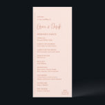 Grace Peach Modern Wedding Program<br><div class="desc">Modern wedding program featuring a simple and minimal geometric design with a vertical line along the left side with your details in left alignment. Your names are in a handwriting script for an elegant touch. In the bottom right corner is your two initial monogram over a small horizontal line. The...</div>