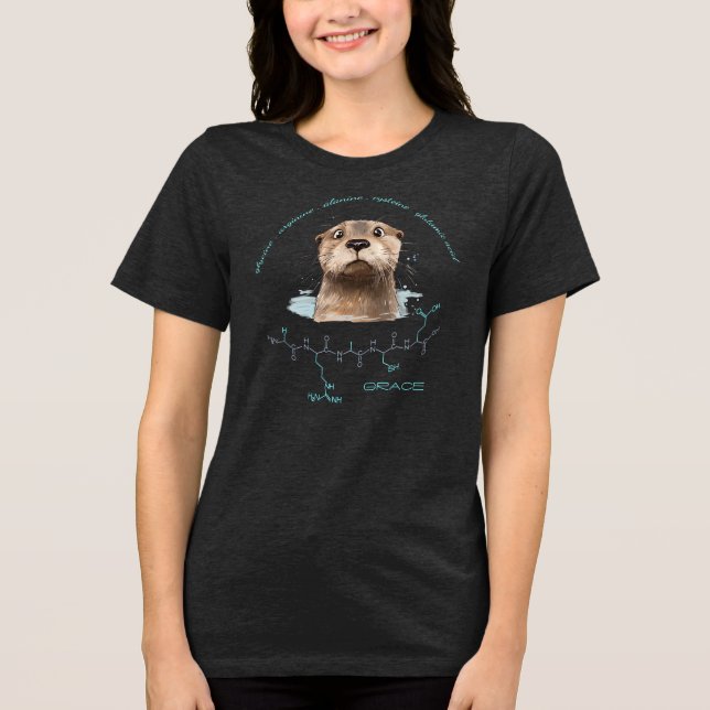 GRACE peptide, Otter 1 w/ custom text, dark Tri-Blend Shirt (Front)