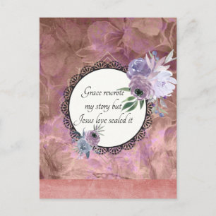 Grace Rewrote My Story Floral Tropica Postcard