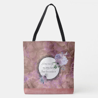 Grace Rewrote My Story Floral Tropical Tote Bag