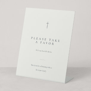 Grace Stone Minimal Christian Cross Favour Table Pedestal Sign