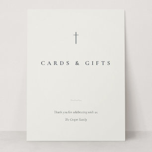 Grace Stone Minimal Cross Cards & Gifts Table Sign