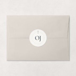Grace Stone Monogram Cross Classic Round Sticker
