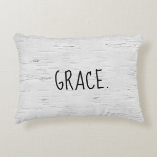 GRACE Text On Birch Tree Accent Pillow