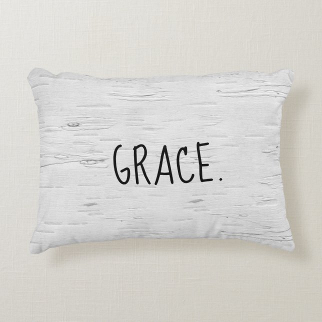 GRACE Text On Birch Tree  Accent Pillow (Front)