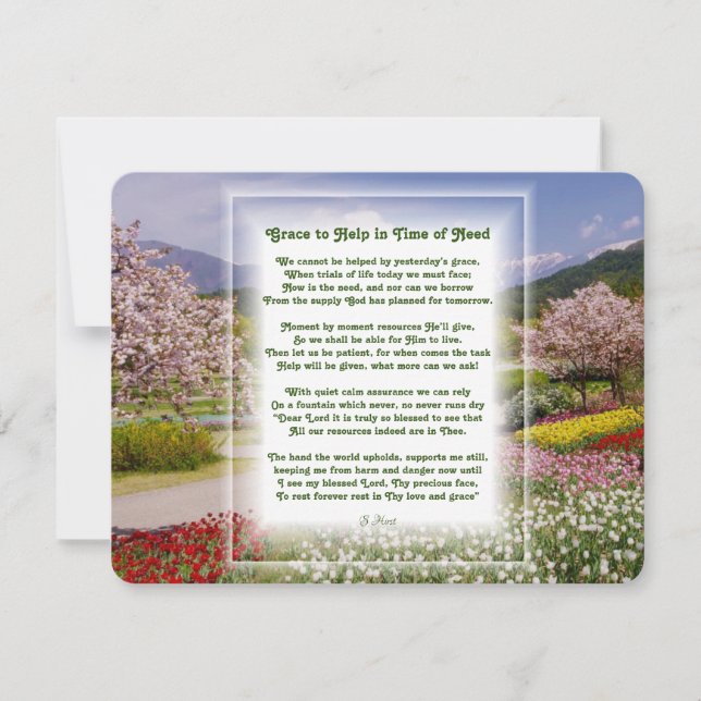 "Grace to help" Christian Poem with Spring Scene Holiday Card (Front)