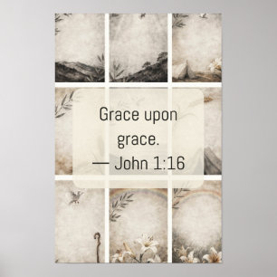Grace Upon Grace Christian Faith Text Art Art Prin Poster