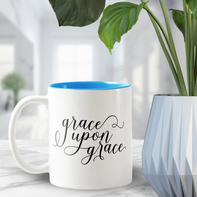 Grace Upon Grace Christian Quote Encouraging Gift Two-Tone Coffee Mug (Grace Upon Grace Christian Quote Encouraging Gift Two-Tone Coffee Mug)