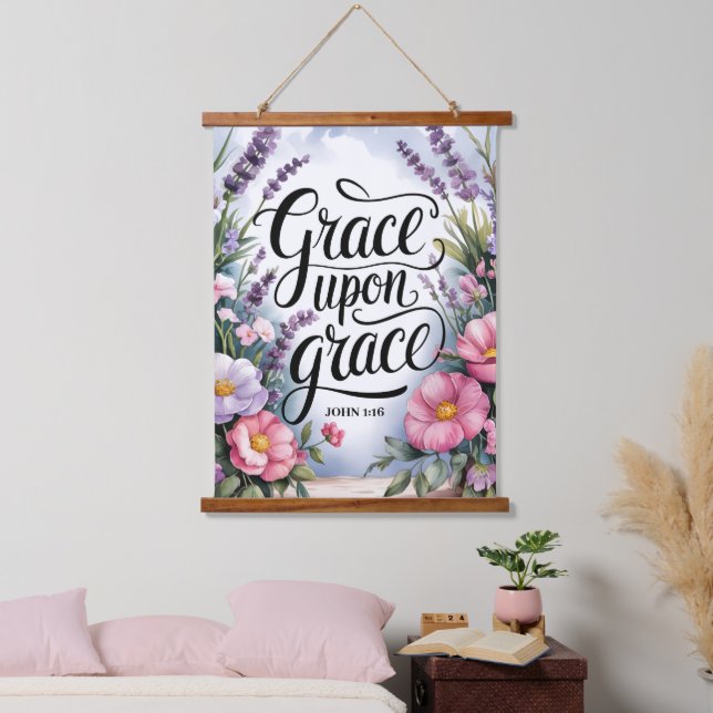 Grace Upon Grace Christian Women Wall Hanging Tapestry (Bedroom)