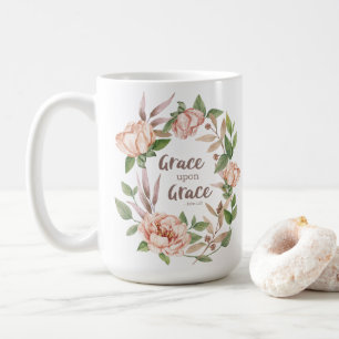 Grace Upon Grace - John 1:16 - Floral Coffee Mug