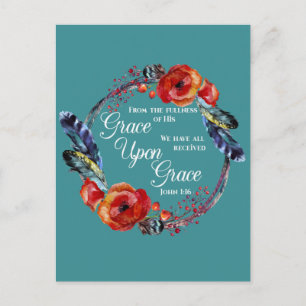 Grace Upon Grace John 1:16 Scripture Postcard