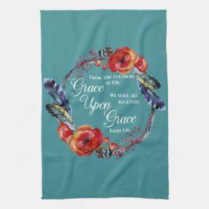 Grace Upon Grace  John 1:16 Scripture Tea Towel