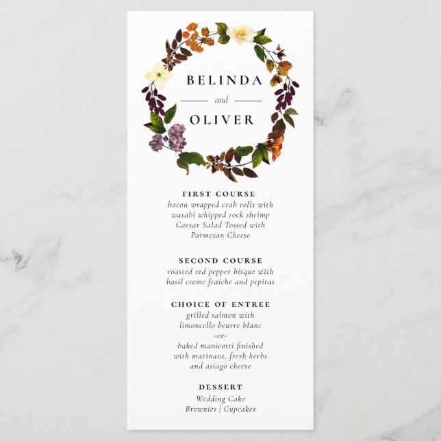 Grace Vintage Wedding Menu Card (Front)