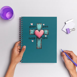 Grace Wins Every Time Rustic Cross Notebook