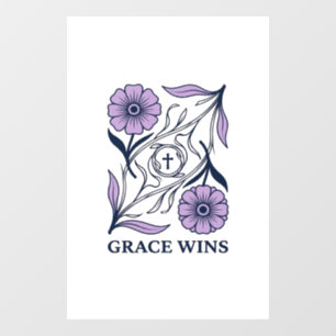 Grace Wins Floral Christian Vintage Engraving Tee_