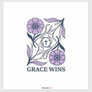Grace Wins Floral Christian Vintage Engraving Tee_