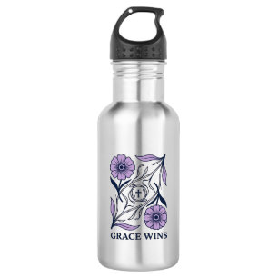 Grace Wins Floral Christian Vintage Engraving Tee_ 532 Ml Water Bottle